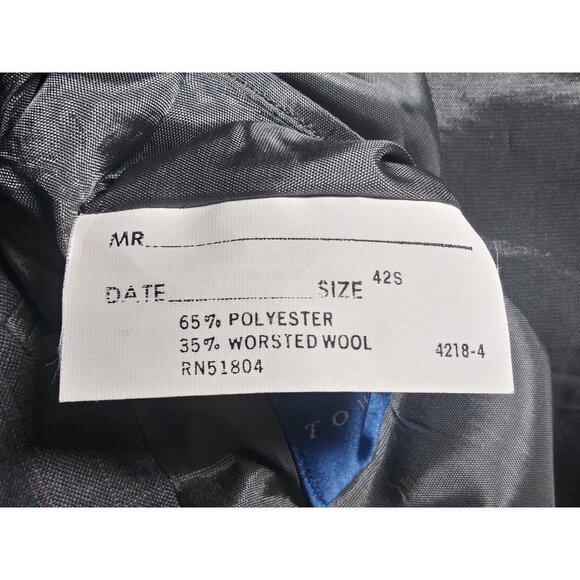 Towncraft Suit Jacket 42S worsted wool blend striped gray Blazer Sport Coat EUC - Picture 11 of 13